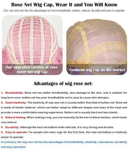 Max Beauty - Pelucas unisex cortas de color rosa claro con flequillo + gorra gratis, peluca mullida resistente al calor, para uso diario, fiesta
