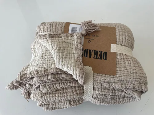 Vista 12 de DEKADRON Manta de muselina 100% algodón, colcha de 4 capas, suave muselina de algodón turco, colcha reversible, visón