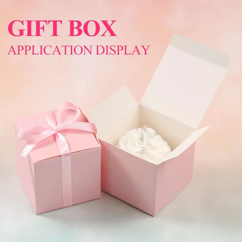 Vista 3 de COTOPHER 60 cajas de regalo pequeñas, cajas de regalo de 2 x 2 x 2 pulgadas, cajas de regalo de papel con cintas, caja de dulces para regalos