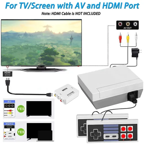 Vista 2 de ZeroStory Retro Game Console, HDMI and AV Output 8-Bit Classic Mini Game Console with Built-in 620 Games and 2 Retro Controller for Christmas