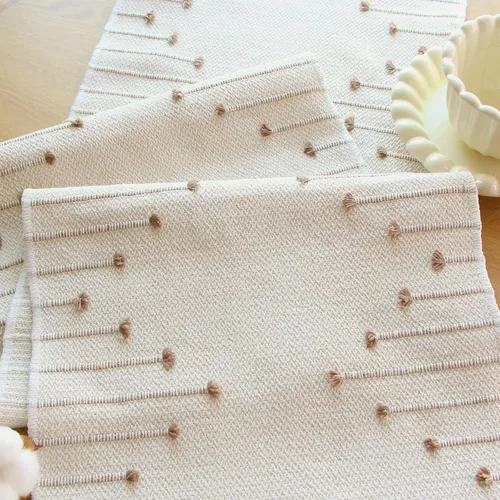 Vista 3 de FEXIA - Camino de mesa bohemio con borlas, para decoración del hogar, de macramé para decoración de habitación, comedor, dormitorio, despedida