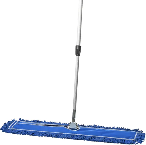 Vista 27 de Trapeador de polvo comercial azul de 24 pulgadas y barredora de piso con mango extensible, mopa para limpieza de suelos de madera, azulejos