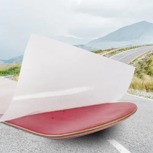 Vista 8 de Cinta de agarre transparente para patinetas, cinta de agarre transparente para patineta, papel de lija transparente para patineta, accesorio