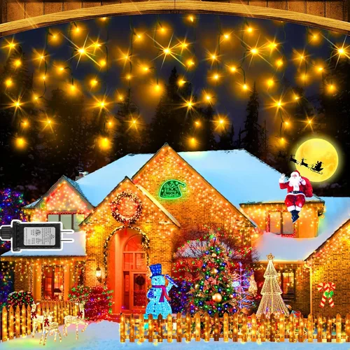 Vista 30 de Luces de Navidad para decoración al aire libre, 1216 LED, 99 pies, 8 modos, cortina de luces con 228 gotas, tira de luces LED de alambre