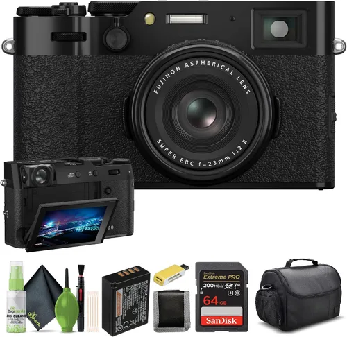 Vista 5 de FUJIFILM X100VI - Cámara de punto y disparo (negro) (16821913) con paquete Para viajes, fotografía y video todos los días Incluye protector