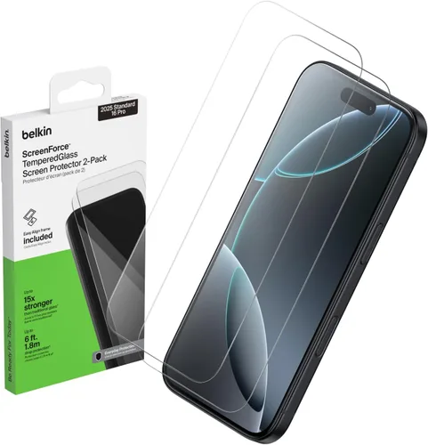 Vista 9 de Belkin ScreenForce - Protector de pantalla de vidrio templado para iPhone Air, resistente a los arañazos con bandeja de fácil alineación incluida