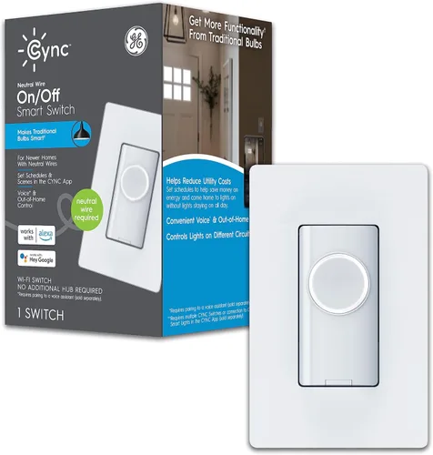 Vista 13 de GE CYNC - Interruptor inteligente de luz, estilo paleta, requiere cable neutro, interruptor de 4 cables con Bluetooth y Wi-Fi de 2,4 GHz, compatible