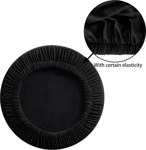 Vista 4 de LUSHVIDA Juego de 2 fundas redondas para taburetes de bar, súper suaves y lavables, elásticas para sillas de 12 a 14 pulgadas de diámetro
