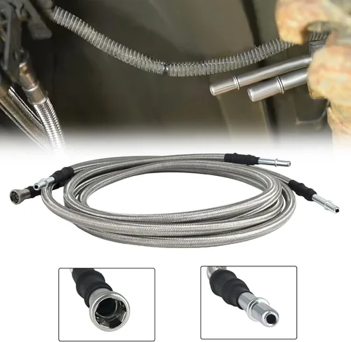 Vista 3 de Línea de combustible trenzada de acero inoxidable flexible compatible con Chevy Silverado 1500 2500 3500, GMC Sierra 1500 2500 3500 reemplaza
