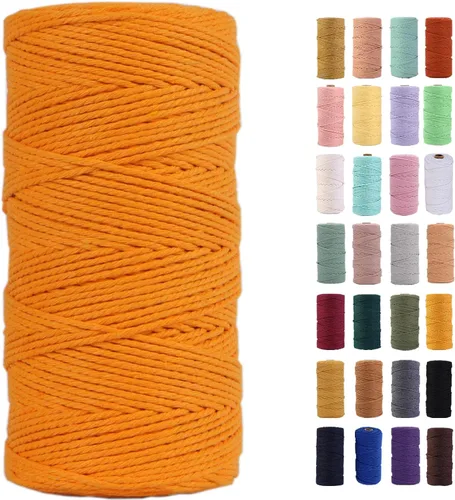 Vista 55 de Cuerda de macramé azul aire de 0.079 in x 220 yardas, cuerda de algodón colorido de algodón suave para colgar en la pared, colgadores de plantas