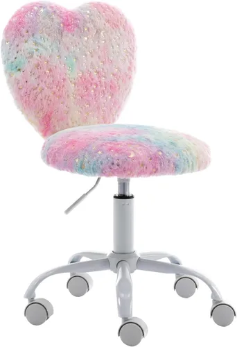 Vista 26 de chairus Silla de escritorio para niños, silla de estudio de piel sintética para adolescentes, silla de tocador ajustable en forma de corazón