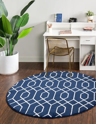 Vista 18 de Marilyn Monroe Glam Collection - Alfombra de área con diseño enrejado (2 x 3 pies, rectangular, azul marino y dorado)