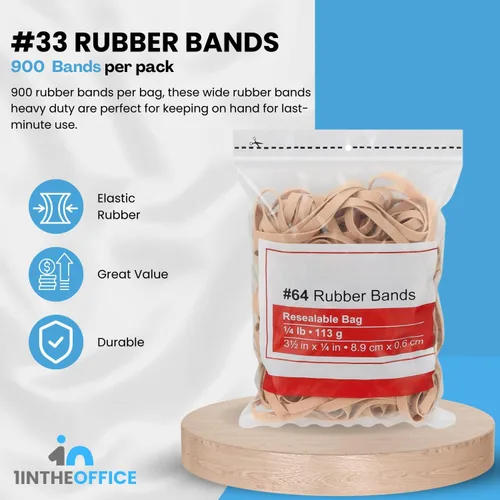Vista 2 de 1InTheOffice Bandas de goma tamaño 32, 32 bandas de goma, beige, #32, paquete de 900