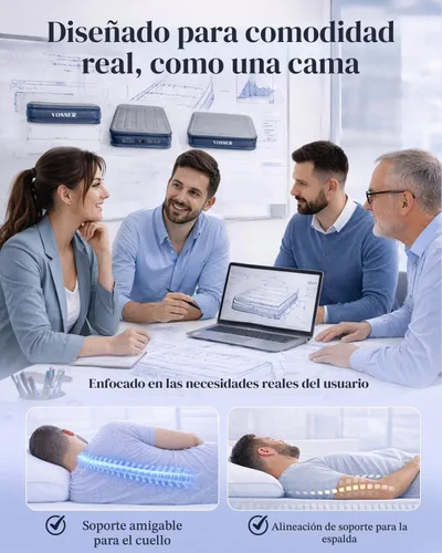 Vista 3 de VOSSER Colchón de aire tamaño King con bomba incorporada, 18 pulgadas