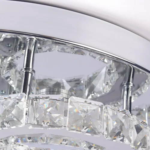 Vista 6 de CXGLEAMING Lámpara de techo LED moderna de 15.7 pulgadas, lámpara de araña de cristal de montaje empotrado, lámpara moderna con forma de luna