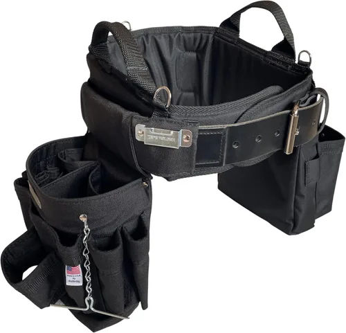 Vista 9 de BOULDER BAG Ultimate Electrician's MAX Combo con cómodo cinturón de herramientas de soporte de espalda, hebilla de cinturón de cuero, cinturón