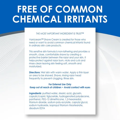 Vista 6 de Vanicream Crema para afeitar Sin fragancia y sin gluten Para piel sensible 6 onzas