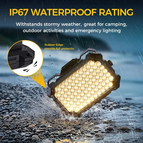 Vista 6 de Luz solar LED de trabajo recargable de 300 W, linterna solar LED de 8000 lúmenes, luces de camping portátiles, 4 modos de luz, luces de tienda