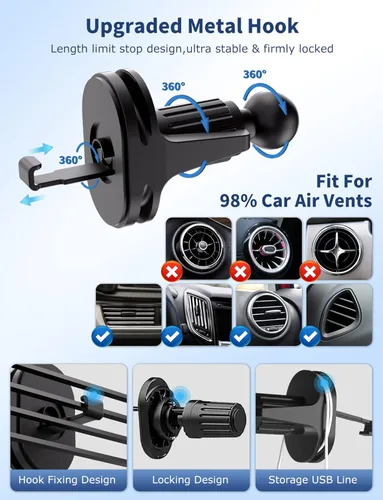 Vista 5 de Cargador inalámbrico para automóvil, 15 W, carga rápida, soporte para teléfono celular, con sujeción automática, compatible con iPhone 14 Series14