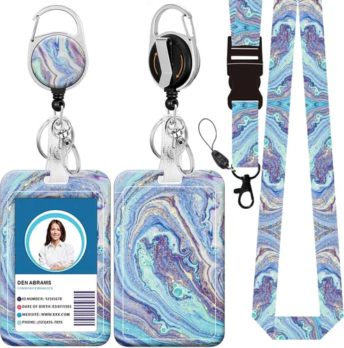 Vista 20 de Cordón de identificación y soporte para credencial de identificación, carretes retráctiles con clip para cinturón de carrete de mosquetón, cordón