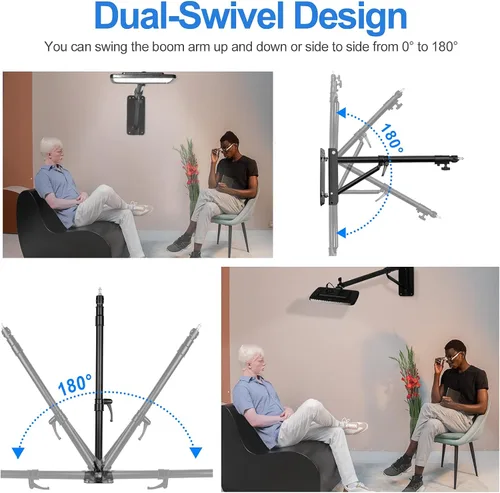 Vista 2 de EMART Brazo triangular de montaje en pared para fotografía anillo de luz estroboscópica iluminación softbox reflector paraguas monolight longitud