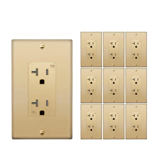 Vista 27 de Micmi Toma de corriente decorativa resistente a manipulaciones, toma de corriente eléctrica decorativa, 15 amperios, 125 voltios, conexión a tierra
