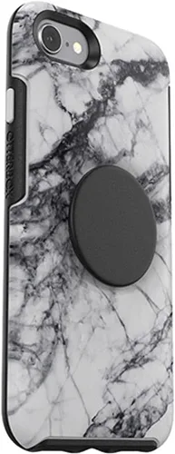 Vista 4 de OtterBox Otter + POP Symmetry Series - Funda para iPhone SE (3ª y 2ª generación) y iPhone 8/7, mármol blanco
