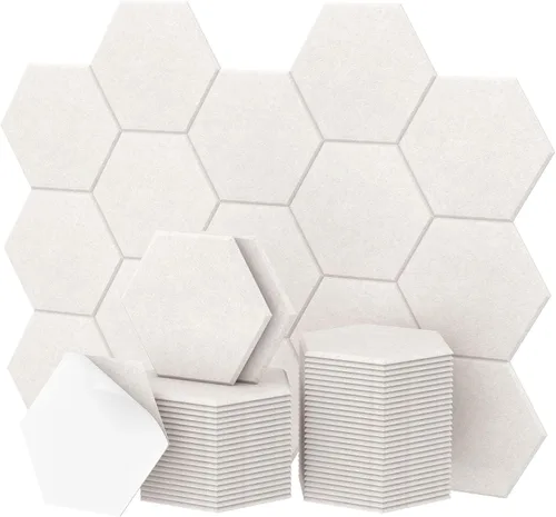 Vista 18 de Paquete de 12 paneles acústicos hexagonales de alta densidad, paneles de pared insonorizados TONOR de 12"x 10"x 0.4", paneles de absorción de sonido