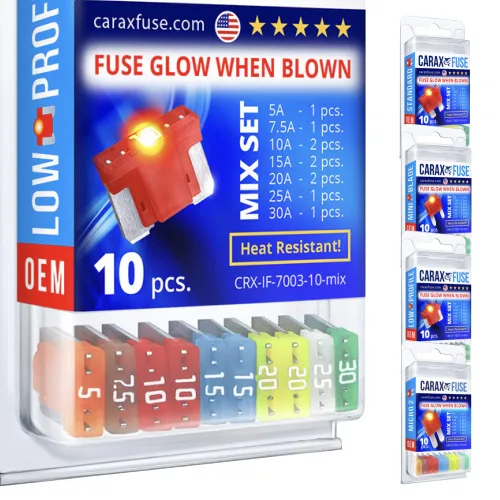 CARAX Mini Micro Blade de perfil bajo ATT/LP-Mini - 10 piezas Kit surtido - Fusible Smart Auto Glow Fácil Identificación - Mezcla de 10 uds.