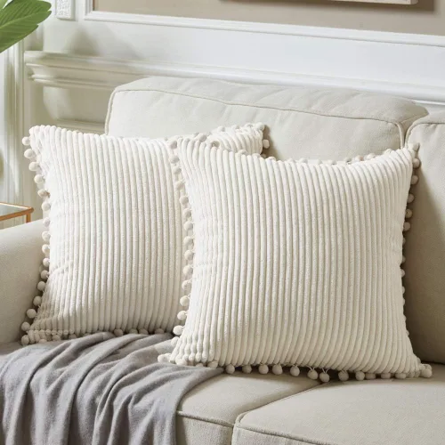 Vista 21 de Fancy Homi Juego de 2 fundas de almohada decorativas negras de 12 x 12 pulgadas con pompones para sofá y cama, decoración moderna de estilo bohemio