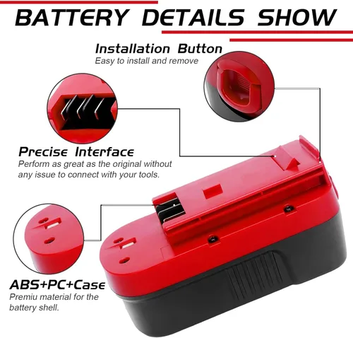 Vista 4 de Paquete de 2 baterías de repuesto de 4.5 Ah Ni-Mh de 18 voltios para Black and Decker de 18 V, compatible con Black and Decker HPB18 HPB18-OPE