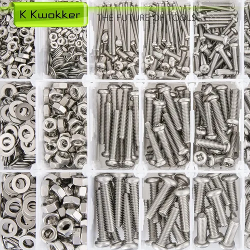 Vista 2 de Juego de 1315 piezas de tornillos de cabeza Phillips M2 M3 M4 M5, kit de 25 tamaños de pernos y tuercas, juego de tornillos de ajuste de acero