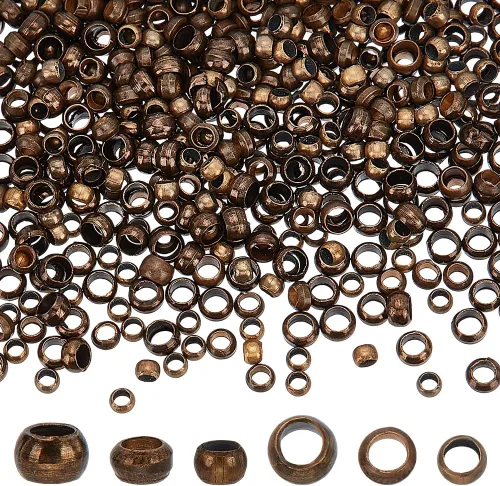 600 cuentas de tubo de latón de 3 estilos, cuentas de tubo de bronce antiguo, tubos de prensado, accesorios de tubos redondos, cuentas espaciadoras