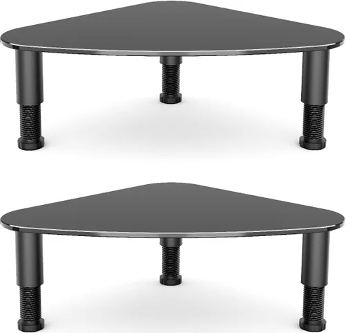 Hemudu Paquete de 2 elevadores para monitor de computadora | Triángulo ahorra espacio Soporte de esquina de escritorio para monitor de computadora y