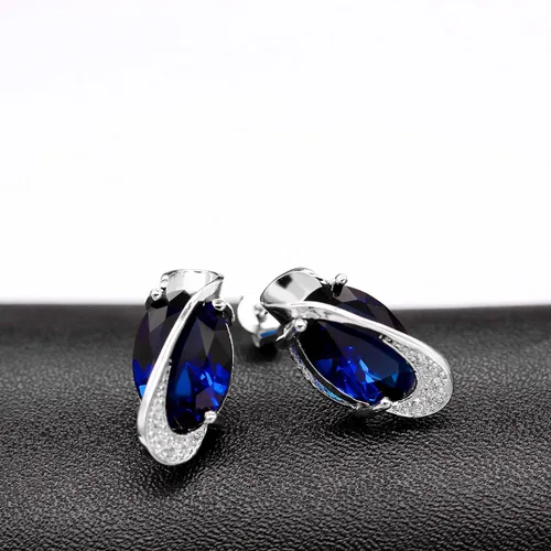 Vista 2 de Uloveido Juego de joyas chapadas en oro blanco T472, Metal Metal Cristal, topacio místico