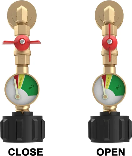 Vista 10 de GardenNow QCC1 Adaptador de codo de repuesto de propano con medidor de tanque de propano Adaptador de presión de recarga de propano de 90 grados