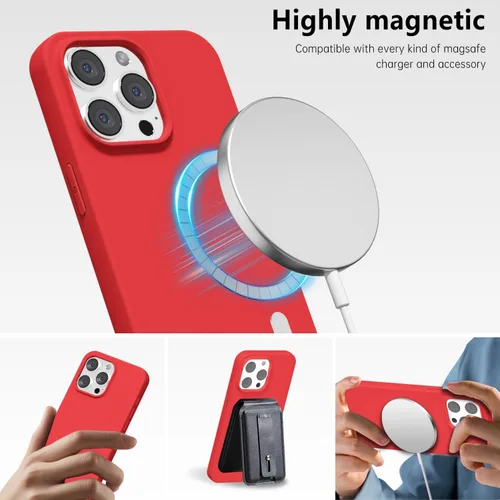 Vista 228 de oakxco Funda de silicona para iPhone 12 Pro Max, magnética, compatible con carga inalámbrica Magsafe, cubierta protectora de goma suave y delgada