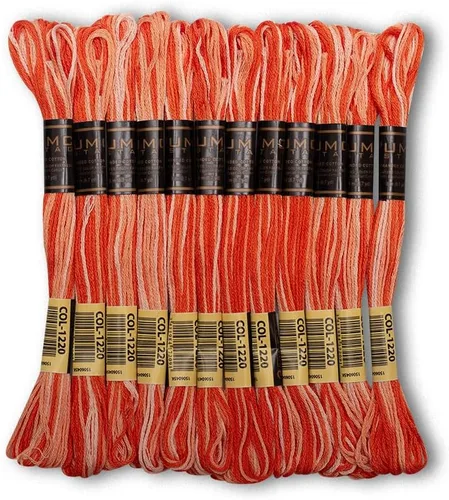 Vista 20 de 12 piezas de hilo de bordar amarillo canario 298/972 de alta calidad, madejas 100% algodón egipcio de alta calidad, hilo de bordado de punto