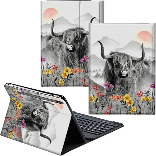 Vista 43 de Funda para Samsung Galaxy Tab S6 Lite 2022/2020 Teclado inalámbrico desmontable y cubierta de soporte de piel sintética Funda protectora