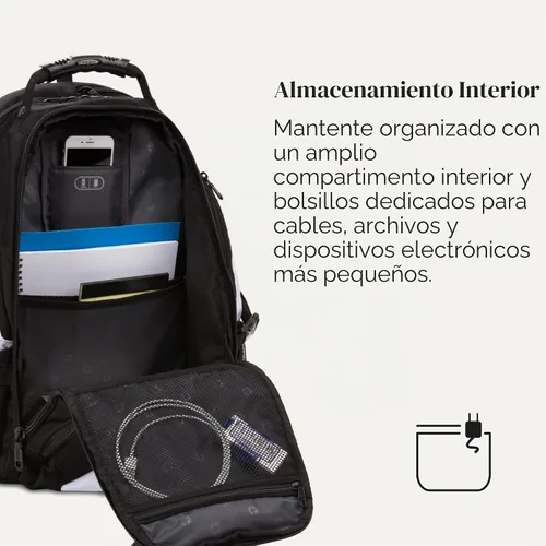 Vista 7 de SwissGear, Travel Gear 1900, Scansmart TSA, mochila para computadora portátil., talla única , Negro