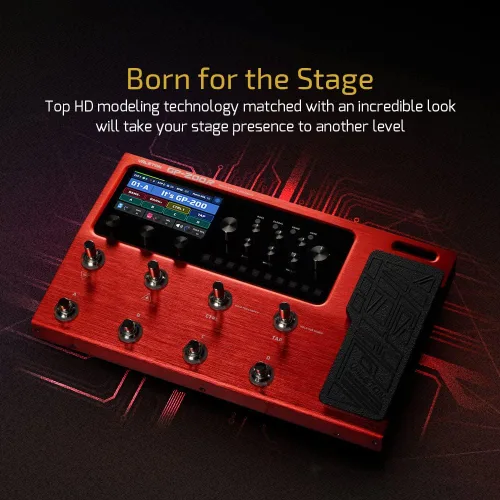 Vista 2 de Valeton GP-200R - Procesador Multi-Efectos Pedal Multi-Efectos para Guitarra Bajo con Pedal de Expresión, FX Loop, MIDI I/O, Modelado