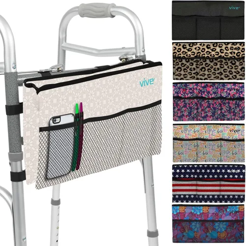 Vista 14 de Bolsa para andador Vive - Bolsa de cesta para silla de ruedas con accesorios (resistente al agua) - Accesorio de caddy para personas mayores