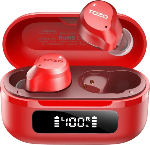 TOZO NC9 Auriculares inalámbricos híbridos con cancelación activa de ruido, 6 micrófonos ENC Clear Call, IPX8 impermeable, auriculares intrauditivos
