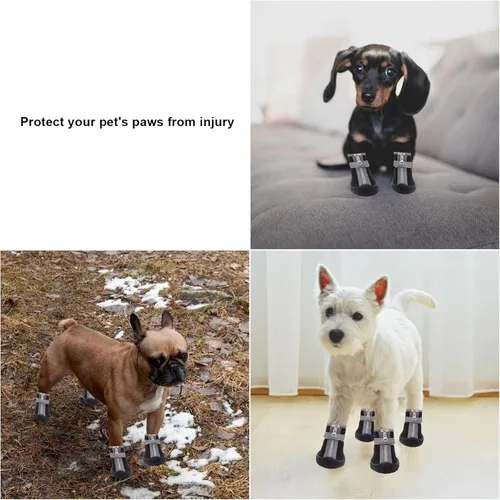 Vista 5 de Zapatos de perro para perros pequeños, botas para perros y protector de patas para el día de nieve de invierno, pavimento caliente de verano