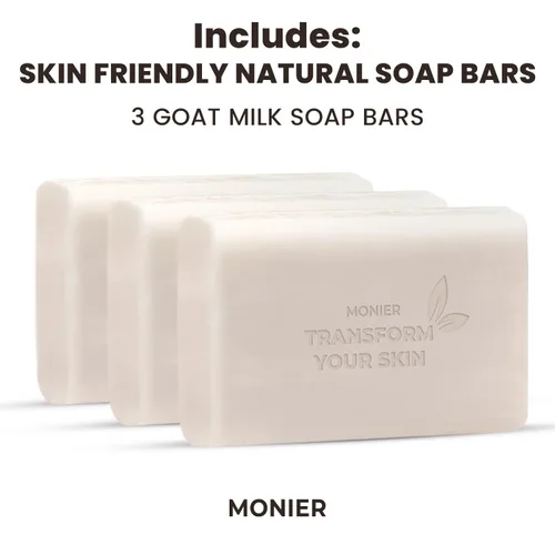 Vista 6 de MONIER Barra de jabón de leche de cabra para piel seca y sensible, cuidado de la piel 100% natural y orgánico, enriquecido con manteca de karité