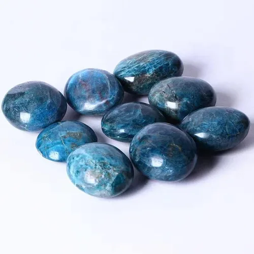 Vista 3 de Venta al por mayor Natural Blue Apatite Palm Stone Crystal Quartz Healing Crystal Reiki Gemstone 110G-140G 10PC