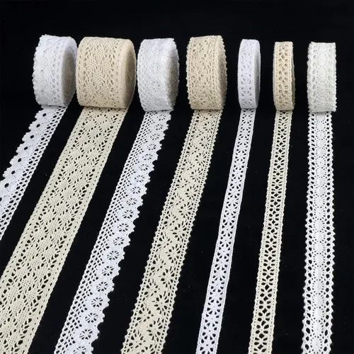 Vista 14 de Cinta de encaje negra de 15 yardas, ribete de encaje de algodón, encaje de ganchillo para costura, para manualidades, envoltura de regalo, decoración