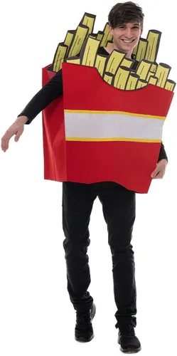 Vista 4 de EraSpooky Disfraz de papas fritas para adultos, disfraz de Halloween con patatas fritas de comida rápida, divertida comida frita