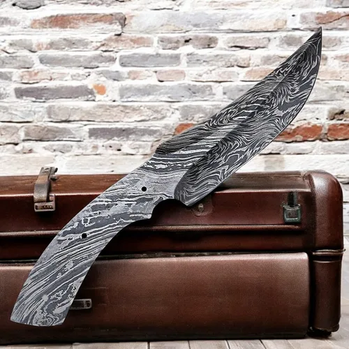 Vista 6 de Wilson Roy Cuchillo de hoja en blanco de espiga completa de acero de Damasco hecho a mano para suministros de fabricación de cuchillos