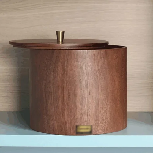 Vista 5 de Garbage Cans Garbage Cans Round Mini Table Trash Can with Lid,Garbage Container Bin Wooden Wastebasket Waste Baskets Basket